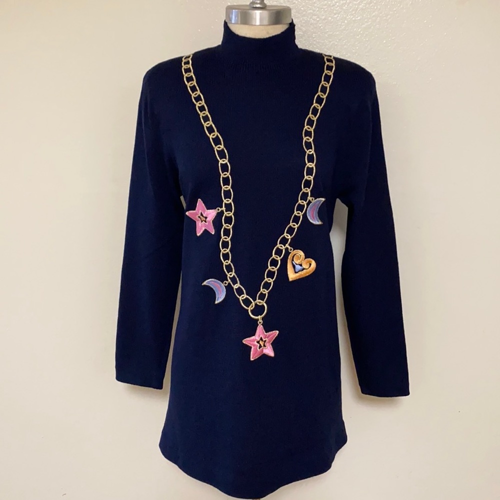 St John Vintage Knit Sailor Star Chain Sweater M